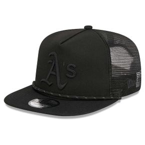 [해외] 977646 뉴에라 모자 MLB [오클랜드 애슬레틱스] Black on Black Meshback Golfer Snapbac