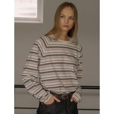 노운베러 Multi stripe longsleeve T-shirt KNFW02TS30_Brick