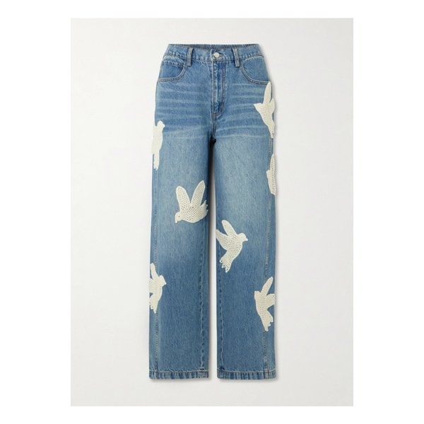 페이톤 크로셰 트리밍 하이라이즈 와이드 진 미드 데님 1647597350558455