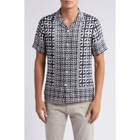 4647583 Reiss Prentice Regular Fit Geo Print Camp Shirt