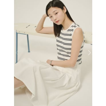 빈폴레이디스 스트라이프 슬리브리스 풀오버 - 화이트 BF5351C061