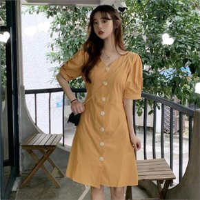 크래용 버튼 브이넥 원피스_P079696046
