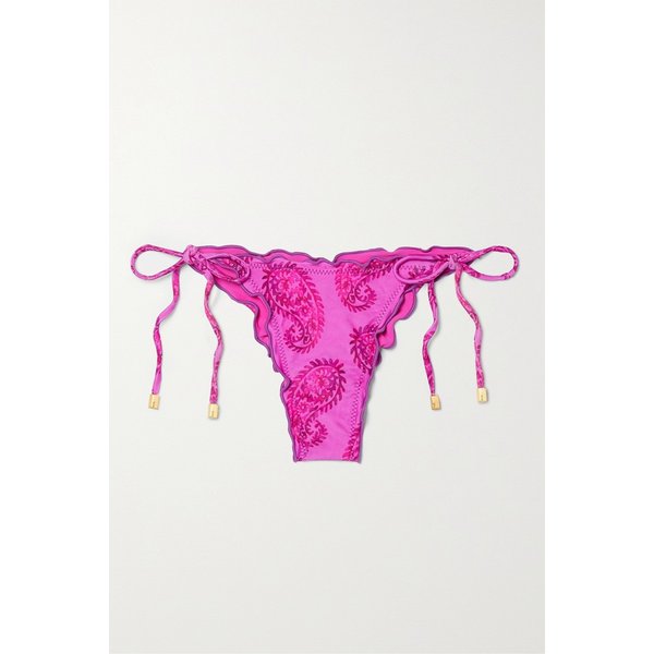 빅스 파울라 헤르마니 Ripple Embellished Printed Bikini Briefs 푸시아 27086482324427300