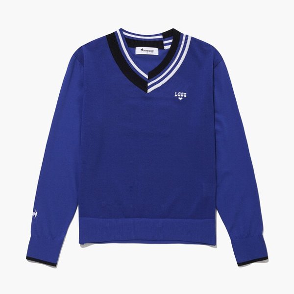 [여주점] 여성 V넥 배색 포인트 스웨터 GQ222LKP41  TBLU