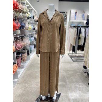 Calvin Klein Underwear [파주점] [CK언더웨어] 여성 새틴 자카드 롱슬리브 탑 팬츠 세트 QS7302-SOM/QS7304-SOM