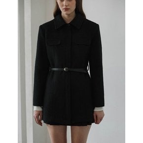 Belt Half Wool Jacket [Black]