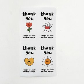 선물 택배 포장 장식 Thank you 문구 일러스트 봉투 상자 꾸미기 스티커