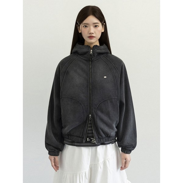 2WAY 베이직 코튼 슬래쉬 후드 집업_피그먼트 차콜