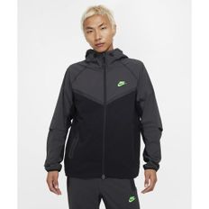 매장정품 나이키 NIKE 테크 우븐 윈드러너 풀집 자켓 M - 블랙 앤트러사이트 그린 스트라이크