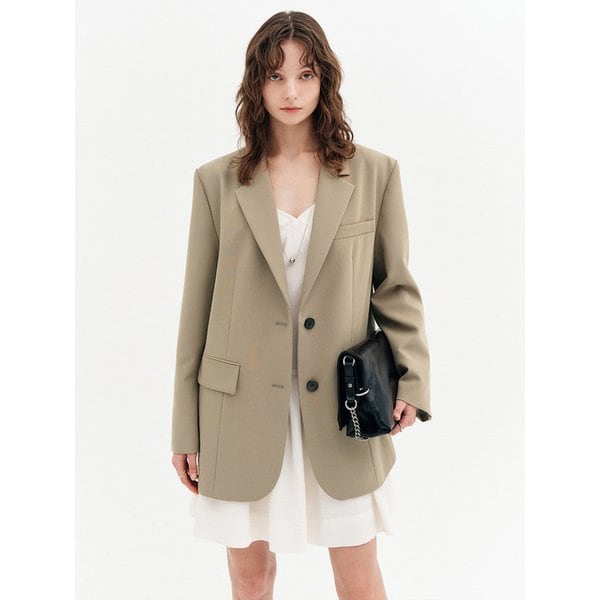 [SET-UP] 엘리스 미니멀 오버사이즈 자켓_베이지 / ELISE MINIMAL OVERSIZED JACKET_BEIGE