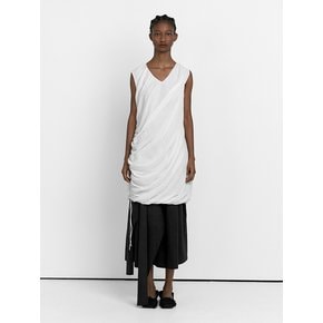 DRAPE SHEER DRESS [WHITE]