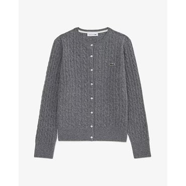 라코스테 25FW 여성   케이블 크루넥 가디건 AF092E-55NCCA(멜란지그레이)
