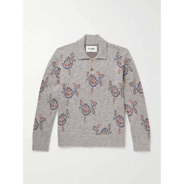 코리더 마야 자카드 니트 베이비 알파카 블렌드 폴로 스웨터 46376663162917582