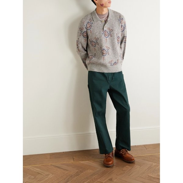 코리더 마야 자카드 니트 베이비 알파카 블렌드 폴로 스웨터 46376663162917582