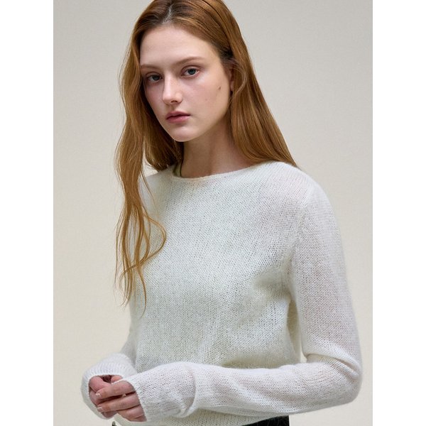 모헤어 러프 니트 탑 아이보리 OU1876