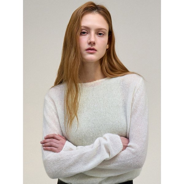 모헤어 러프 니트 탑 아이보리 OU1876