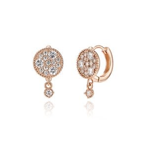 14K 큐빅 드롭 라운드 원터치 귀걸이 (gold pin) ELGPEE402