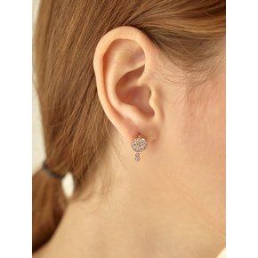 14K 큐빅 드롭 라운드 원터치 귀걸이 (gold pin) ELGPEE402