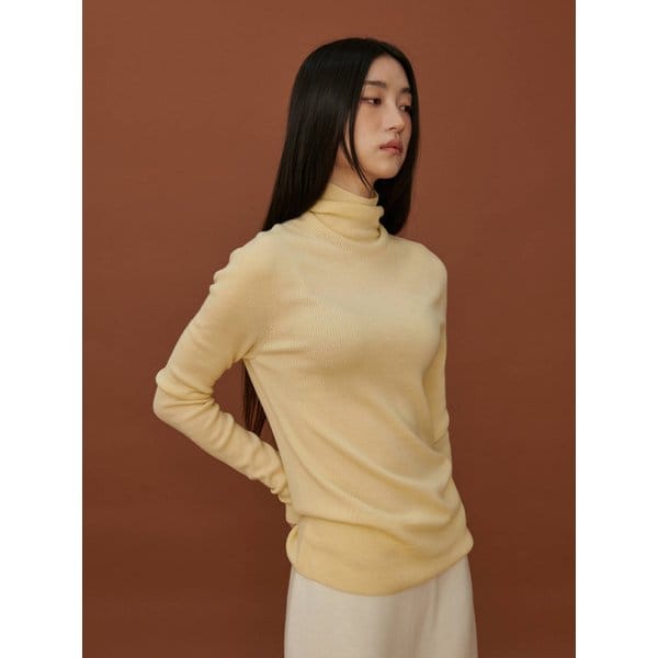 Fine Rib Wool Turtleneck_YELLOW