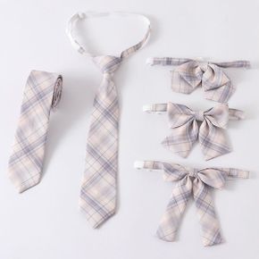 베이지그레이 체크패턴 여자 넥타이 5종 교복 학생복_P405187798