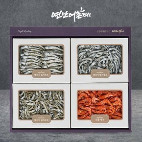 [9/2일 순차출고][산지직송] 완도 낭장망멸치 혼합세트 6호(대멸180g+중멸180g+소멸200g+건홍새우130g)_연안어촌계