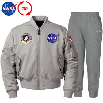 NASA 나사 남녀공용 양면 리버시블 항공점퍼+면 조거팬츠 상하세트 N-851ULG+N-350PMG 빅사이즈