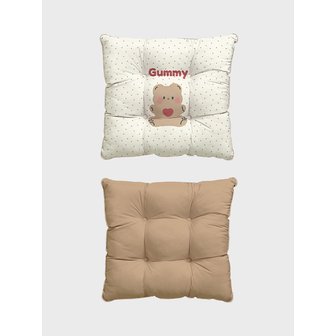 러움 구미베어 먼지없는 알러지케어 쿠션 방석 스트랩 푹신한 양면 등받이 반려동물