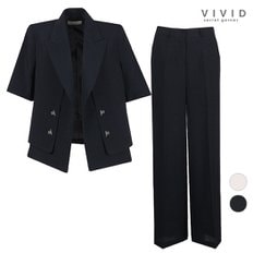 VIVID SET 여성 여름반팔 정장자켓+정장통팬츠 세트