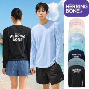 커플 남성 여성 남녀공용 루즈핏 긴팔 래쉬가드 수영복 비치웨어 상의 체형커버 빅사이즈 RJ408