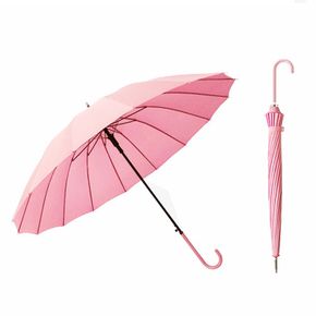 파스텔 자동 장우산 U자 가죽핸들 핑크/예쁜 여자우산