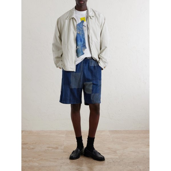 투기하기 스트레이트 레그 벨티드 패치워크 코튼 쇼츠 46376663163042640