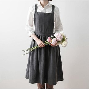 내츄럴 워싱면 원피스 앞치마 대형 포켓 꽃집 어린이집 유치원 학교 카페 커피숍 작업용