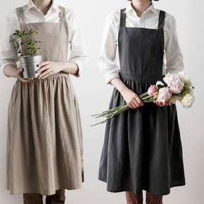내츄럴 워싱면 원피스 앞치마 대형 포켓 꽃집 어린이집 유치원 학교 카페 커피숍 작업용
