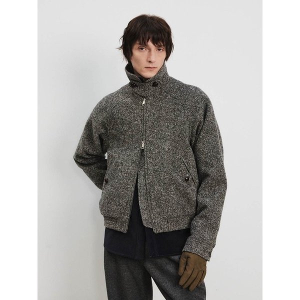 Men Wool Bomber Jacket, Dark Gray