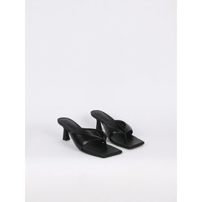 Nadia Flip-Flop Leather Heel Black