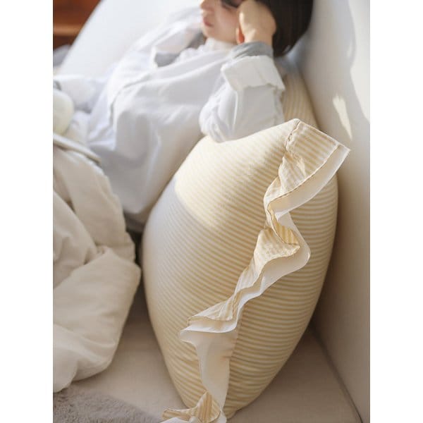 밀키라인 더블프릴 등쿠션 3color (솜포함)