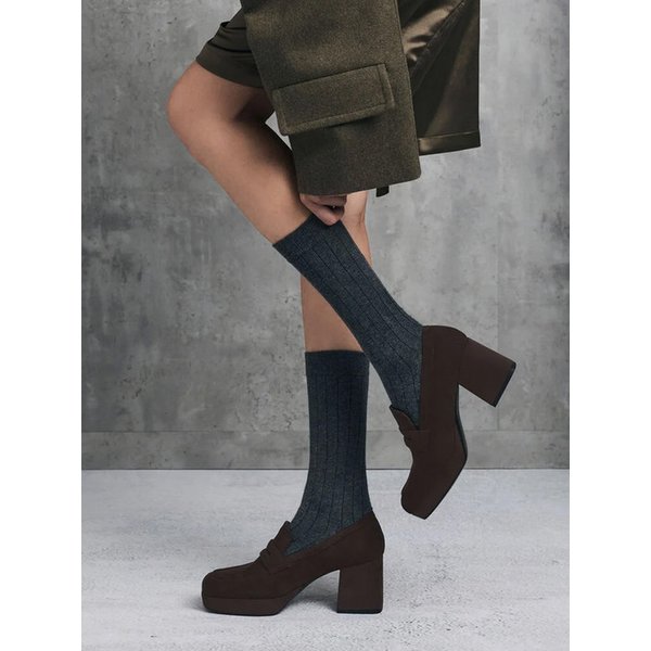 인조 스웨이드 플랫폼 블록 힐 로퍼 펌프스_2colors CK1-60580323