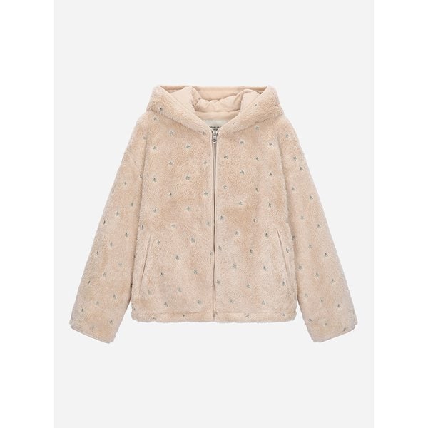 플라워 자수 후드 퍼 점퍼_T258MLT235W