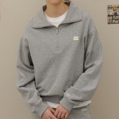 Half zip-up cotton sweat shirt_Gray