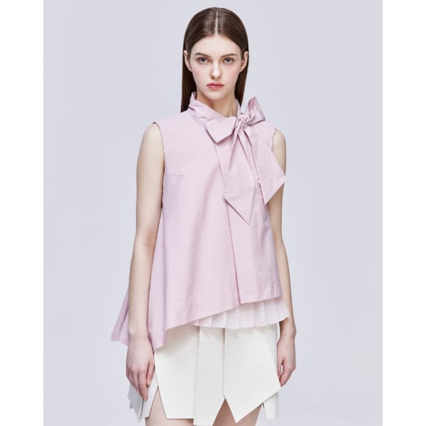 [파주점] [송지오우먼]바이어스 플리츠 리본 블라우스 핑크 WH3TP304PK