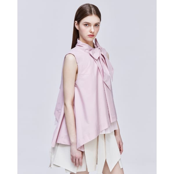 [파주점] [송지오우먼]바이어스 플리츠 리본 블라우스 핑크 WH3TP304PK