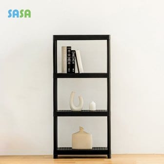 SASA 사사가구 뚝딱600 무볼트 조립식 플라스틱 앵글선반 4단 블랙