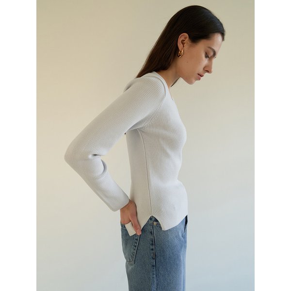TOS SQUARE NECK KNIT TOP _2COLOR