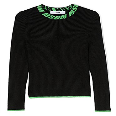 MSGM RIB KNITTED TURTLE NECK JUMPER GIRL - F3MSJGTN077 블랙