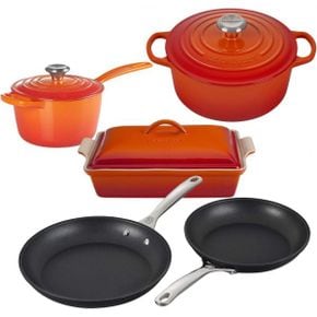 일본 르쿠르제 후라이팬0108 Le Creuset 8피스 다목적 에나멜 주철 SS손잡이 炻기 강화논스틱프