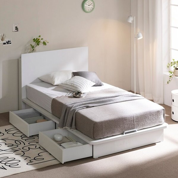 심플 LED 수납침대 SS(유로탑 25cm 매트리스) TR5217 (수도권무배)