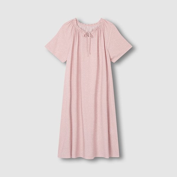 여 레이온 도트 반팔 파자마 원피스 J206203060065