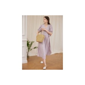 Sarah Puff Sleeve Purple Wrap Dress