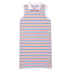 큘 THE POLO DRESS - WHITE/TRUE BLUE/POPPY