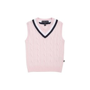 [공식브랜드] BB_[키즈][여아] 코튼 케이블 테니스 슬리브리스 스웨터  (핑크) (BBWVKG2162CES)